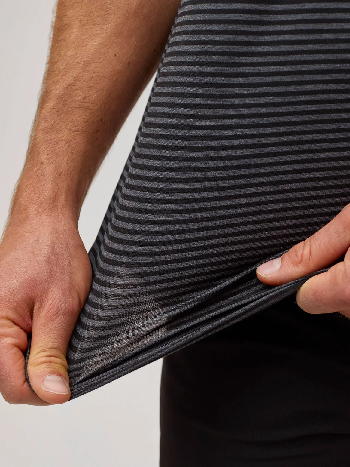 Black + Charcoal Striped Performance Cool Polo