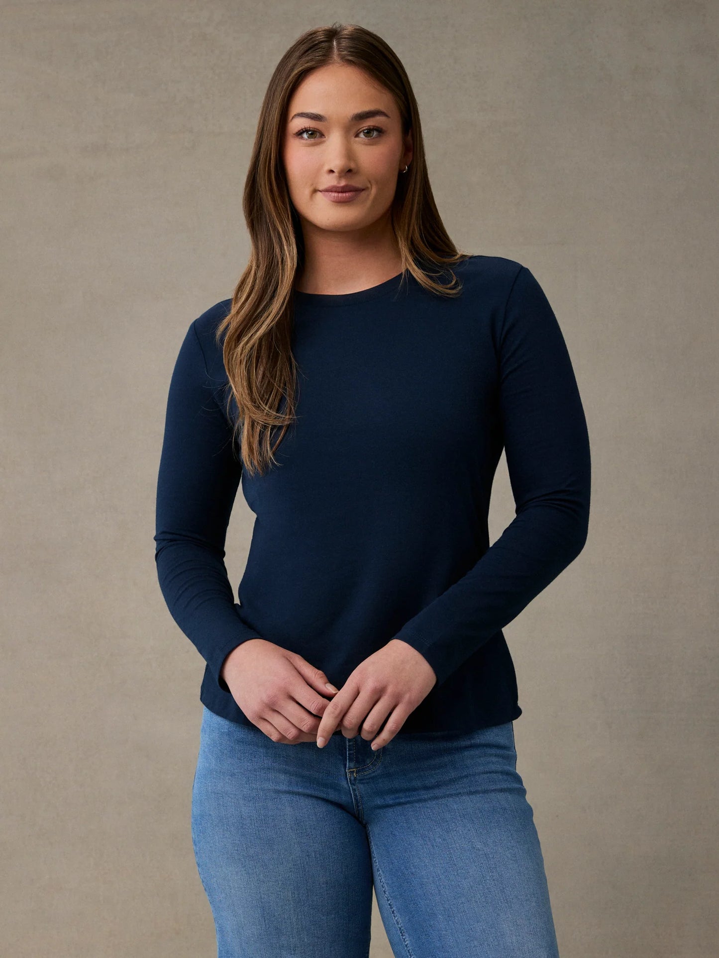 Women's Dark Navy Long Sleeve Crew