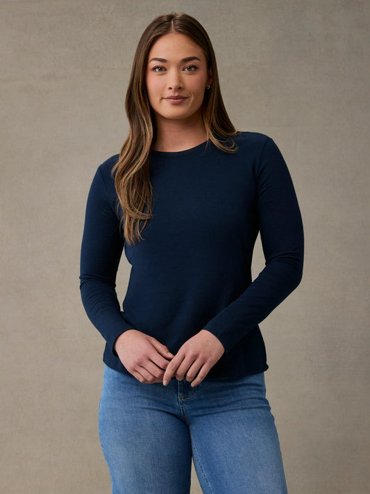 Women's Dark Navy Long Sleeve Crew