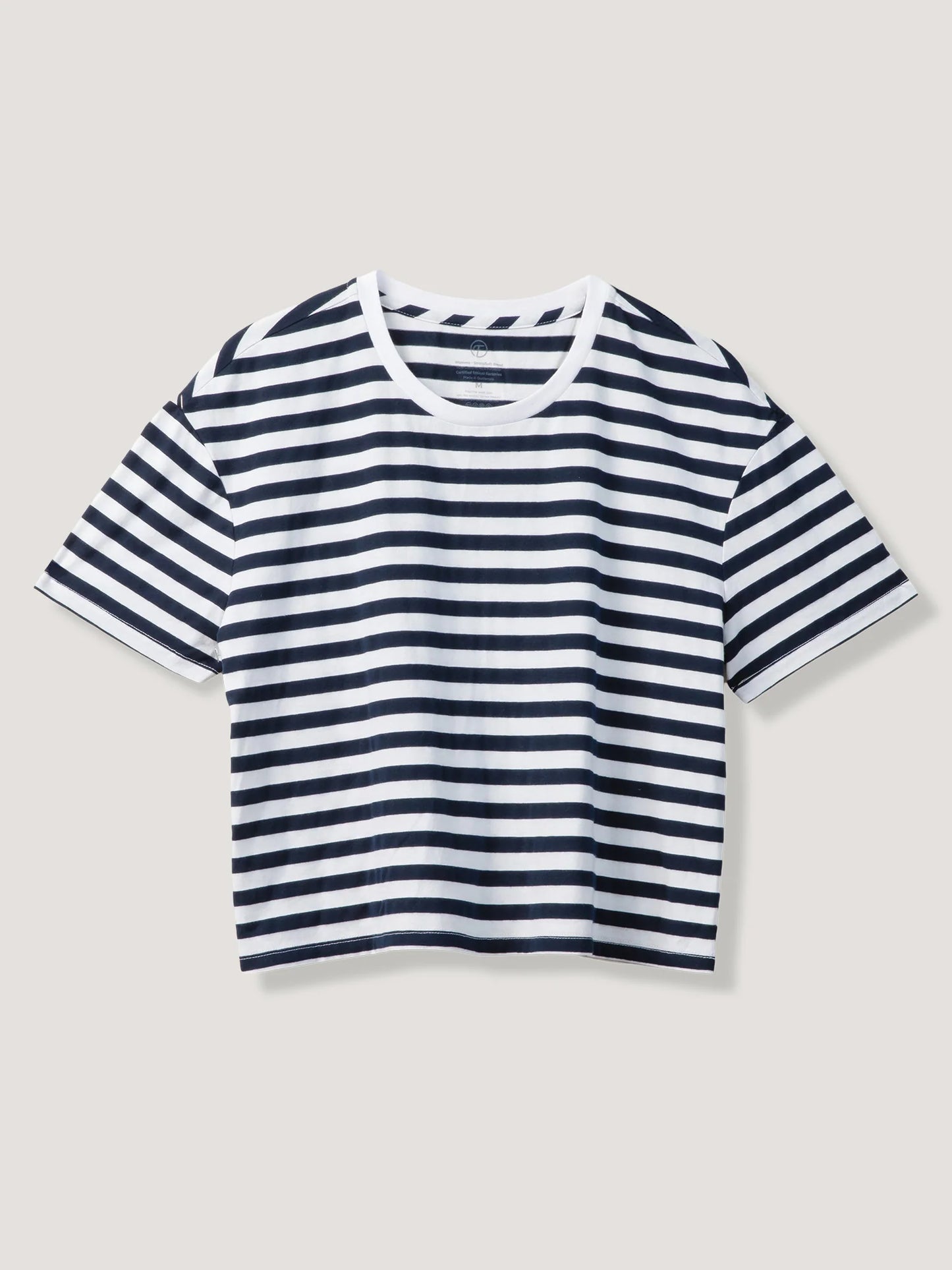 Navy & White Striped Boxy Tee