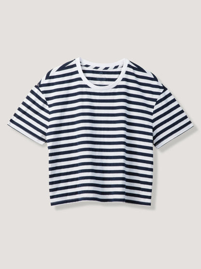 Navy & White Striped Boxy Tee