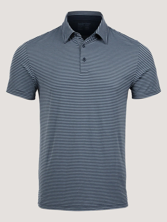 Navy + Wedgewood Striped Performance Cool Polo