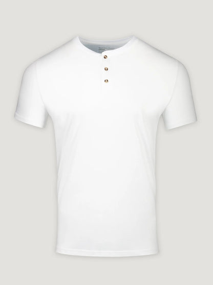 White Short Sleeve Henley