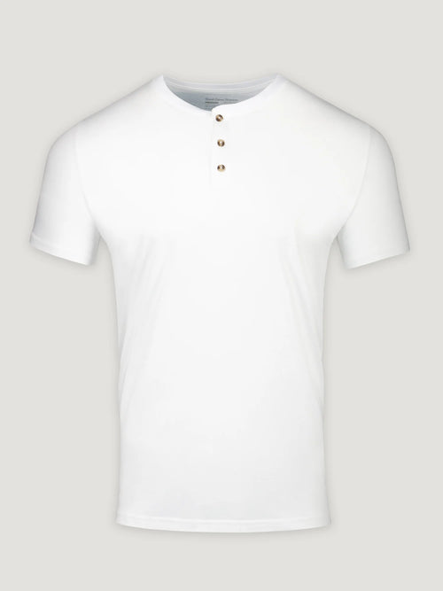 White Short Sleeve Henley