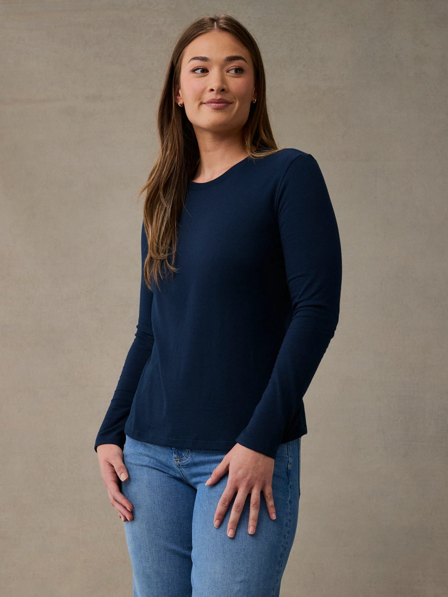 Women's Dark Navy Long Sleeve Crew