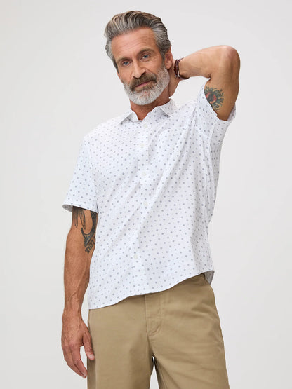 White Print All Day Short Sleeve Shirt