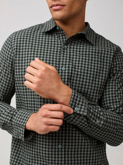 Black + Mercury Green Gingham Long Sleeve Button Up