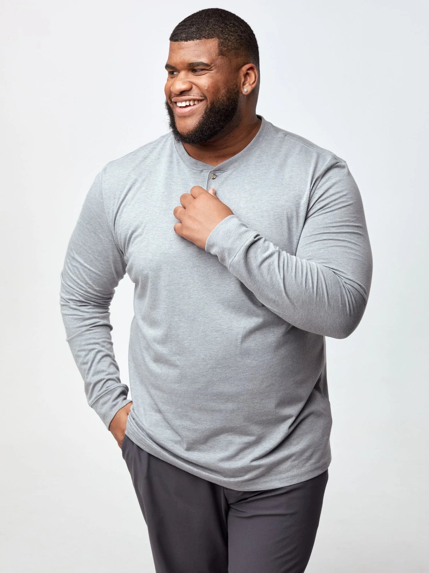 Heather Grey Long Sleeve Henley