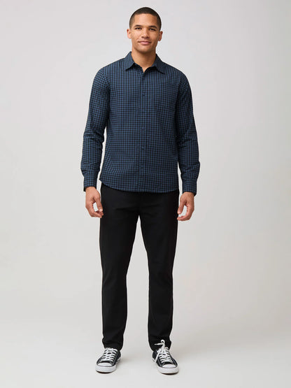Black + Navy Gingham Long Sleeve Button Up