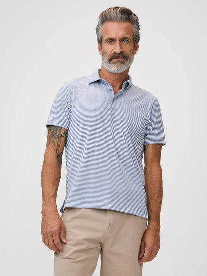 Wedgewood + White Striped Performance Cool Polo