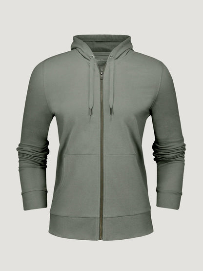 Women's Mercury Green Terry Zip-Up Hoodie