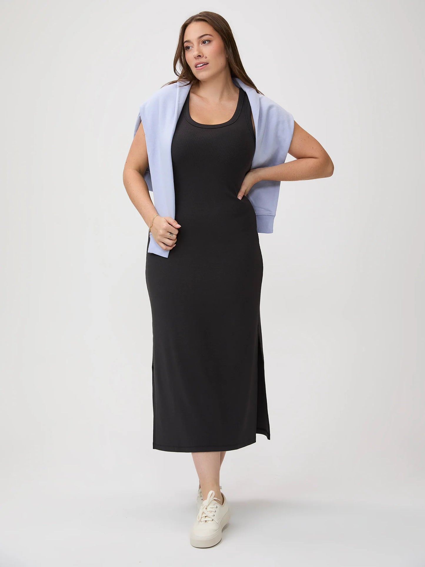 Black Ribbed Tank Dress