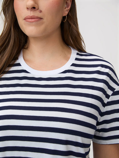 Navy & White Striped Boxy Tee