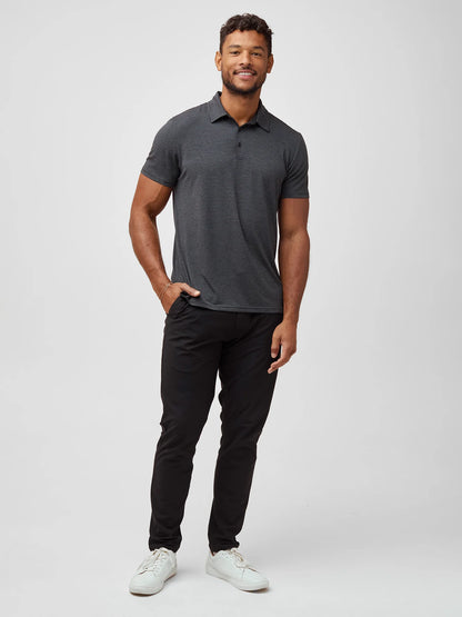 Black + Charcoal Striped Performance Cool Polo