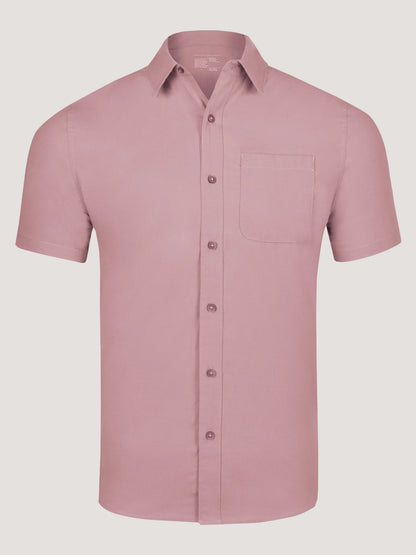 Chalk Pink Short Sleeve Stretch Button Up