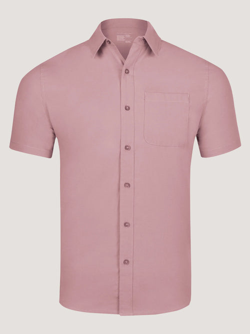 Chalk Pink Short Sleeve Stretch Button Up