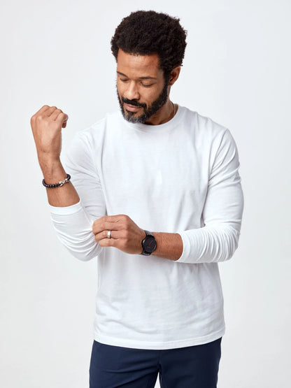 White Long Sleeve Crew Neck