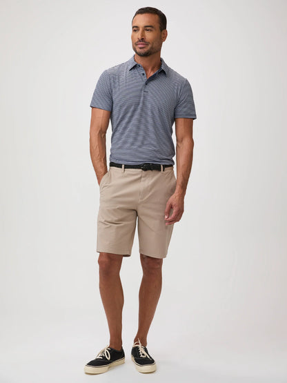 Navy + White Striped Performance Cool Polo