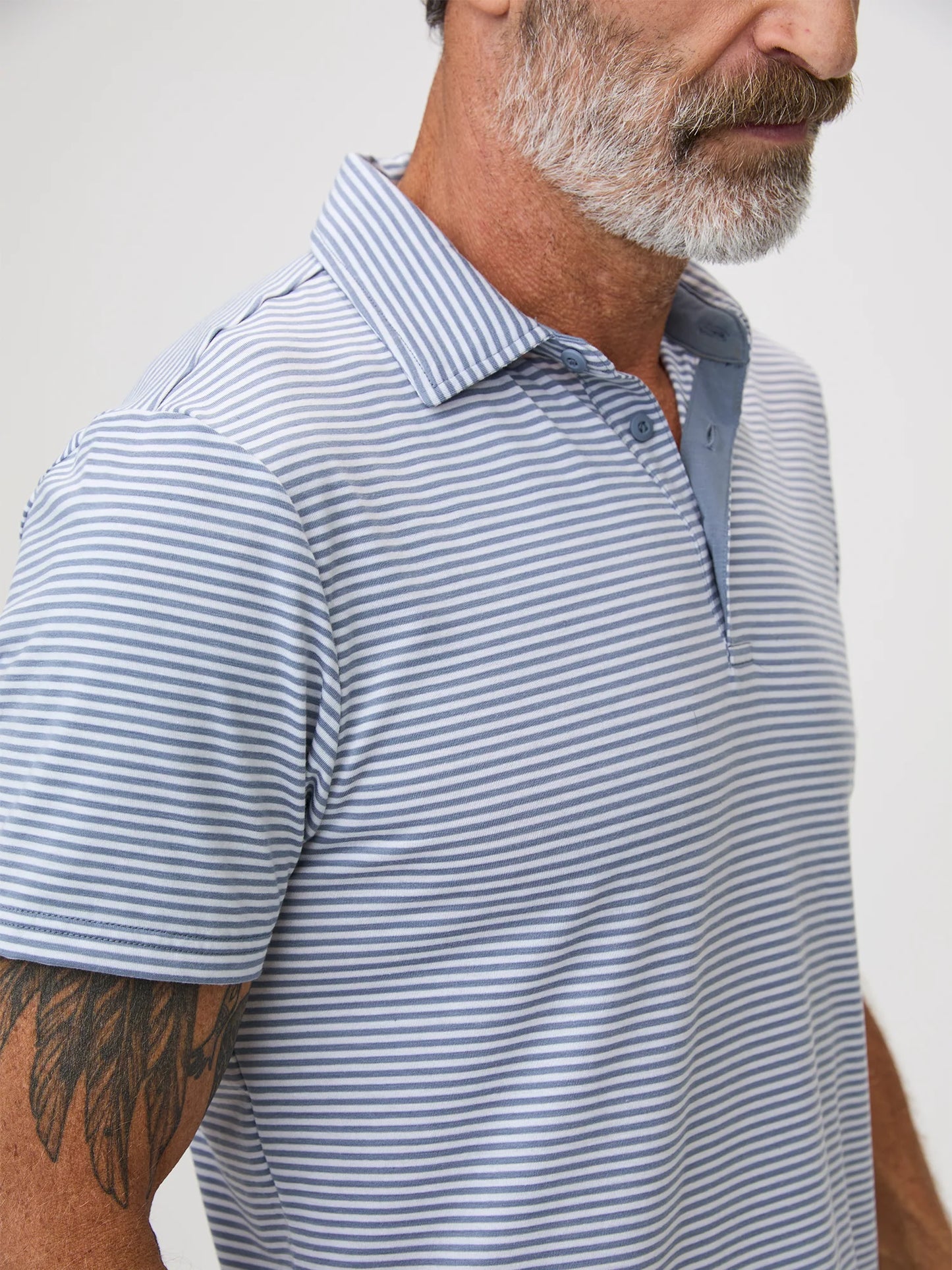 Wedgewood + White Striped Performance Cool Polo