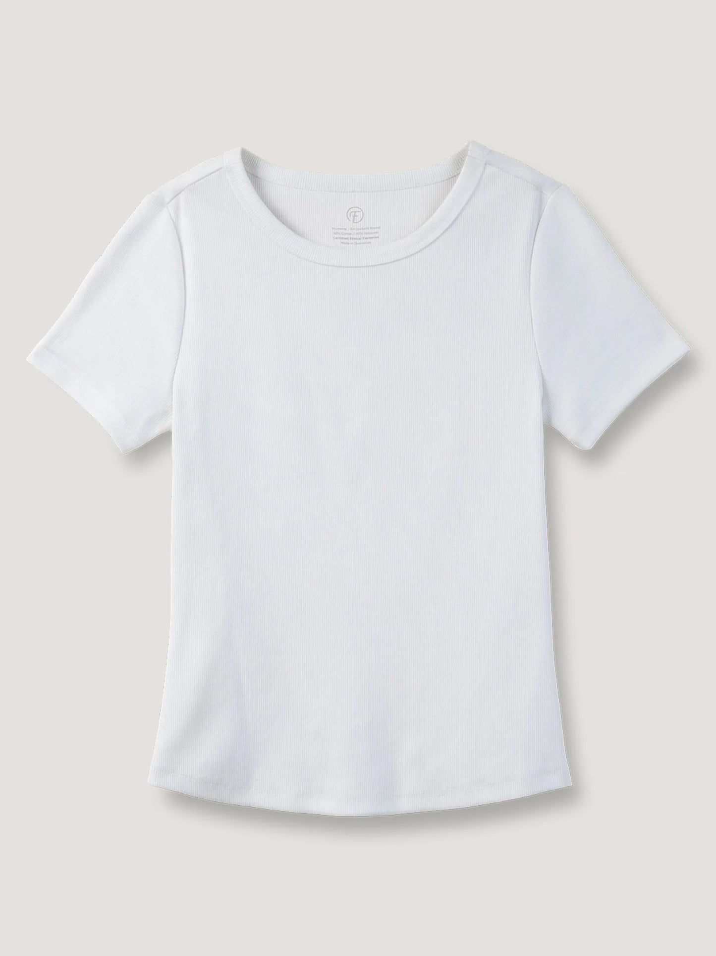 White Ribbed Crew Tee