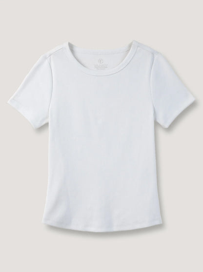 White Ribbed Crew Tee