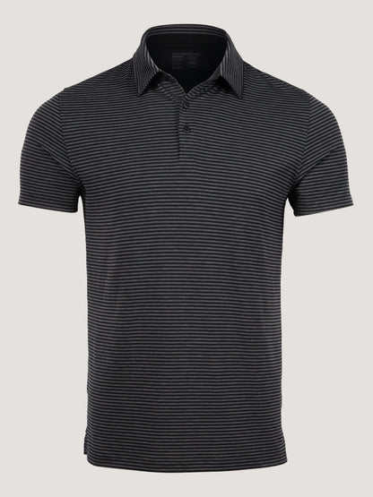 Black + Charcoal Striped Performance Cool Polo