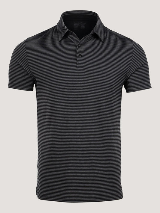 Black + Charcoal Striped Performance Cool Polo