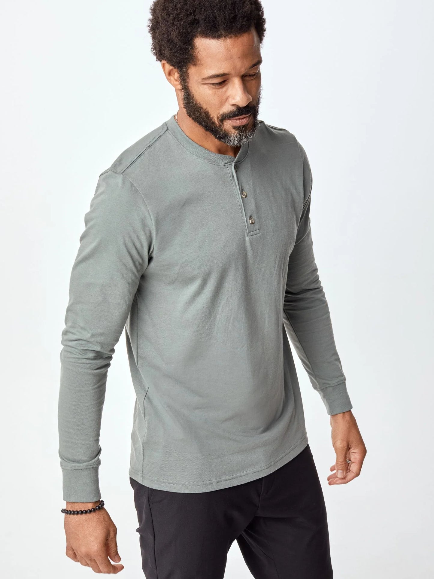 Mercury Green Long Sleeve Henley