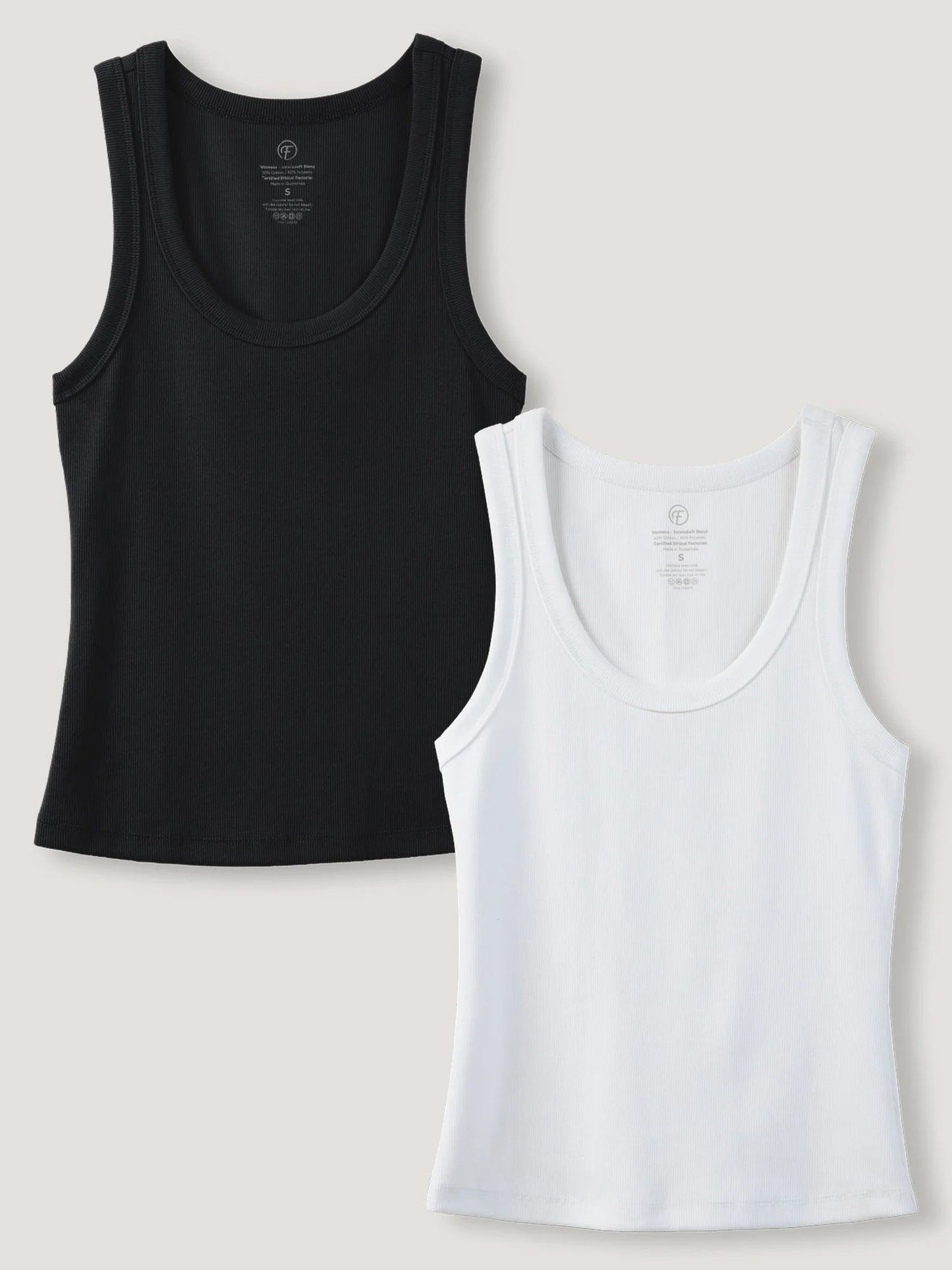 Black & White Ribbed Tank 2-Pack