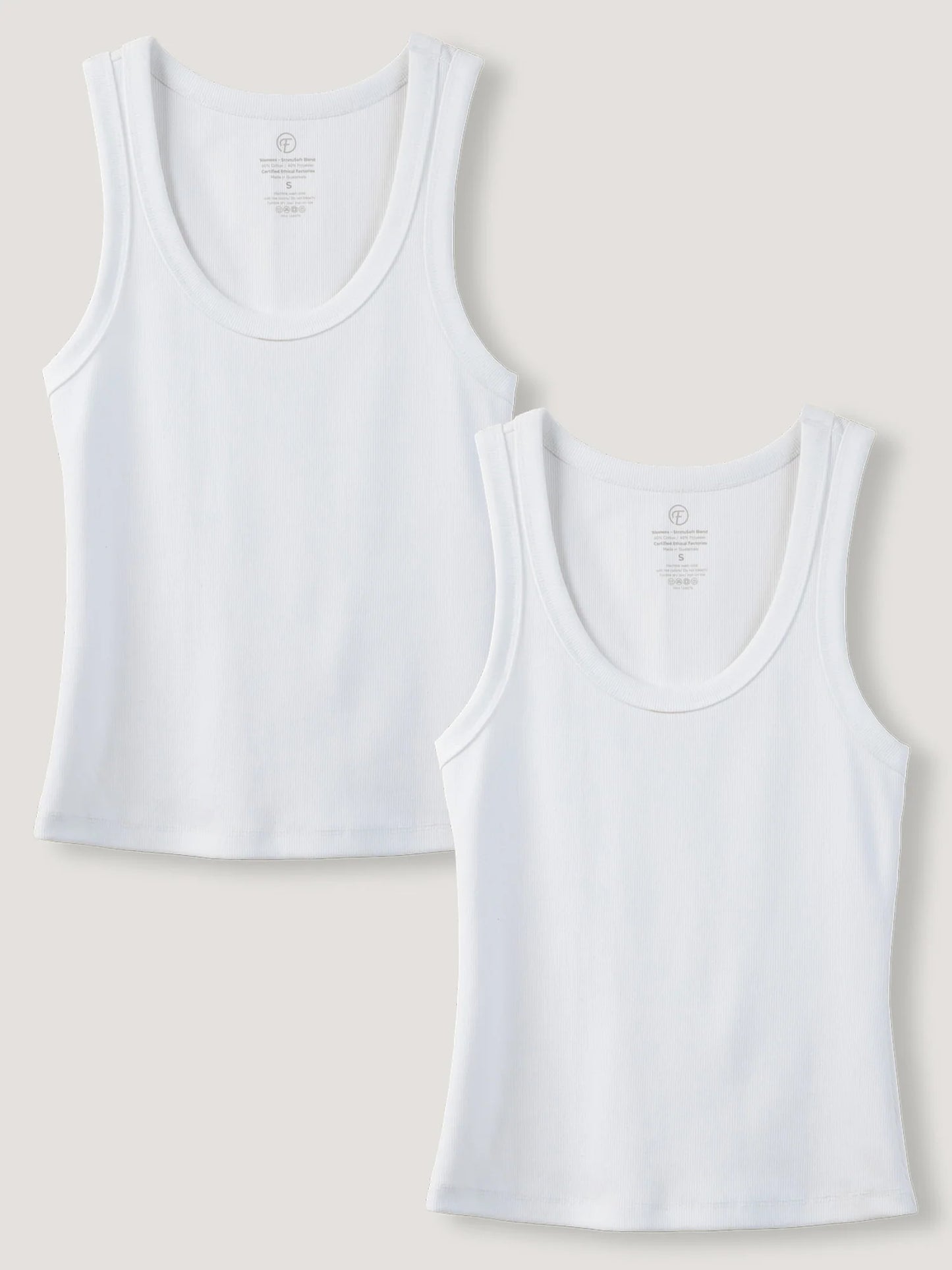 White Ribbed Tank 2-Pack