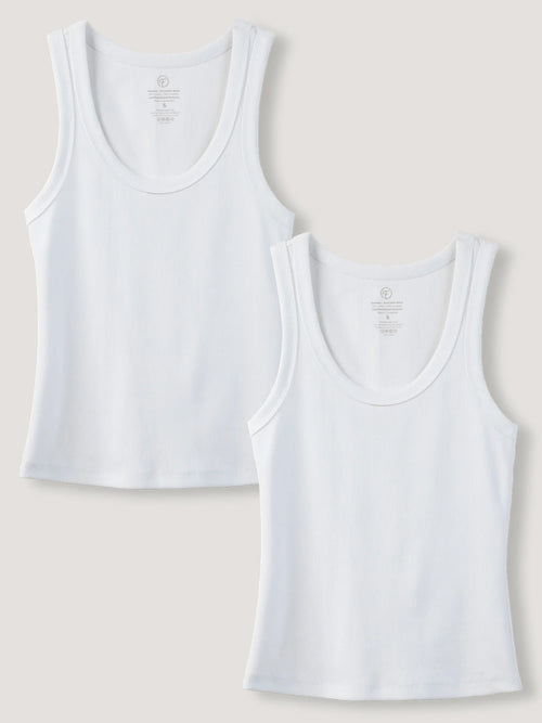 White Ribbed Tank 2-Pack
