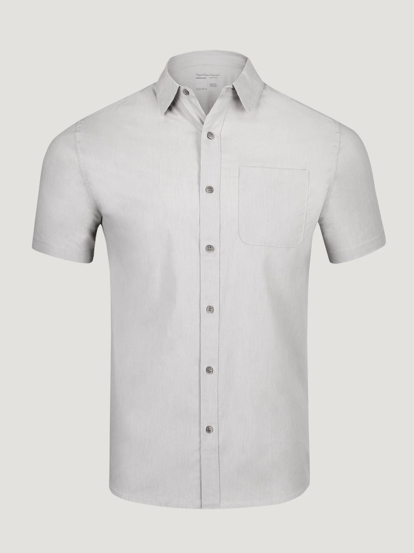 Vintage Grey Short Sleeve Stretch Button Up