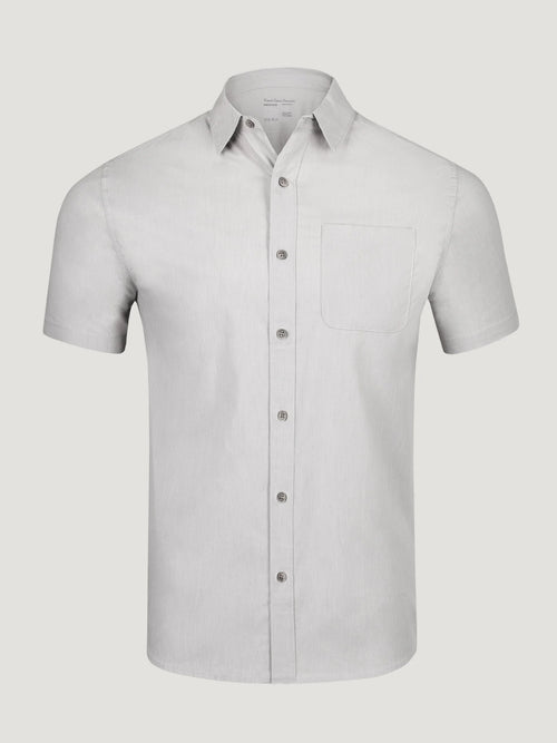 Vintage Grey Short Sleeve Stretch Button Up