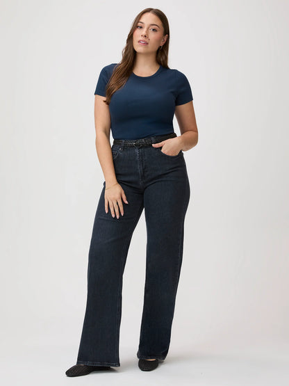 Dark Navy Ribbed Crew Tee