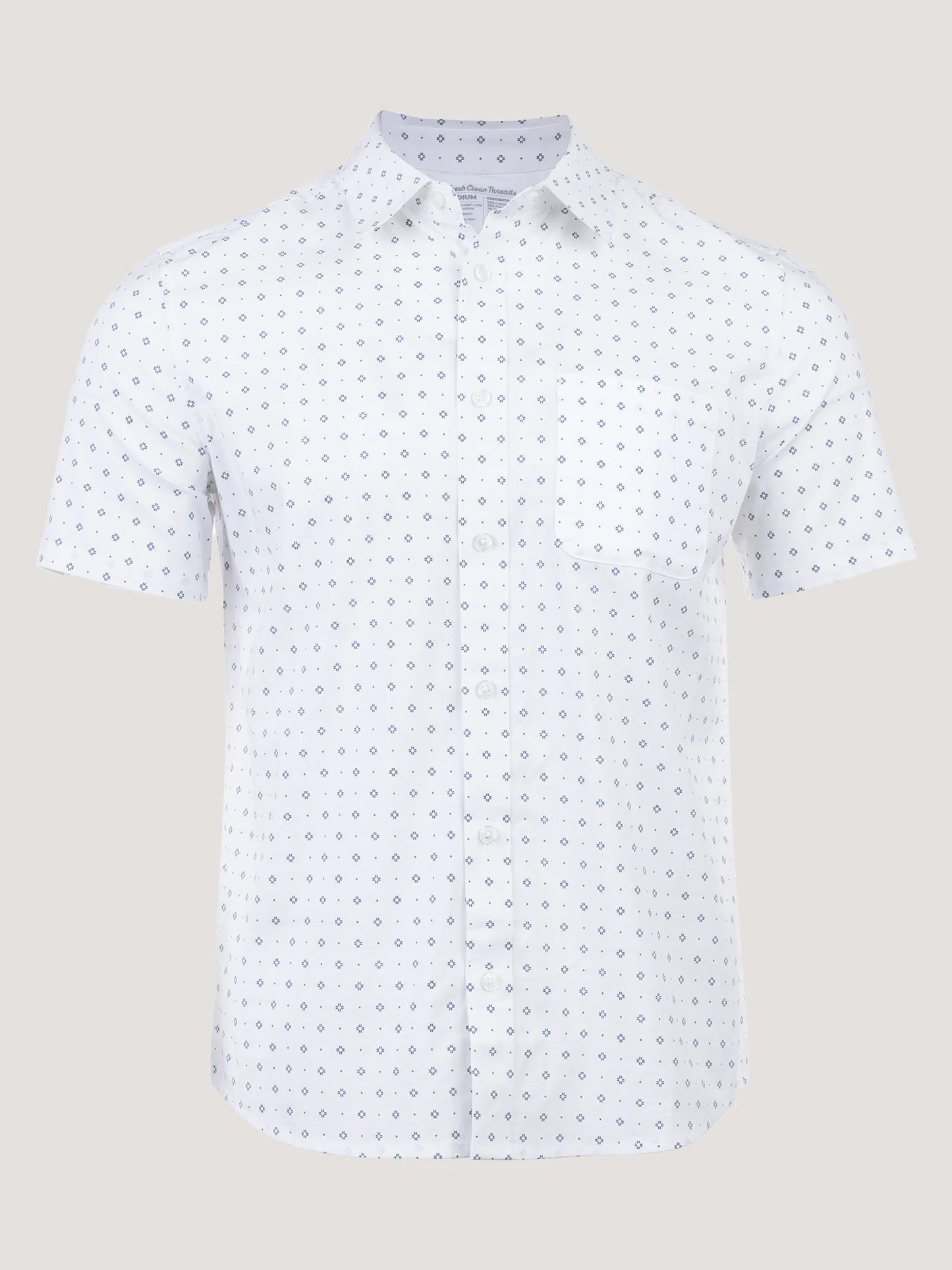 White Print All Day Short Sleeve Shirt