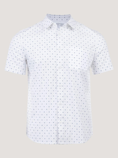 White Print All Day Short Sleeve Shirt