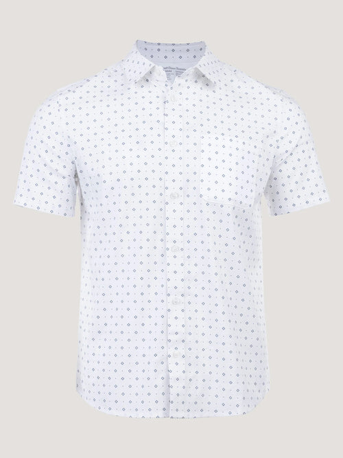 White Print All Day Short Sleeve Shirt