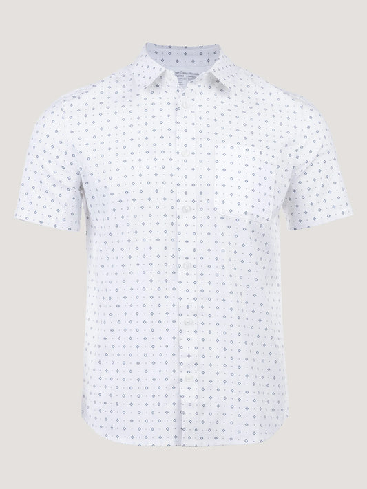 White Print All Day Short Sleeve Shirt