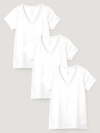 Women's All White V-Neck 3-Pack