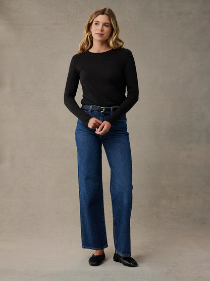 Women's Black Long Sleeve Crew