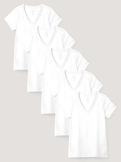Women's V-Neck All White 5-Pack