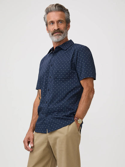 Navy Print All Day Short Sleeve Shirt