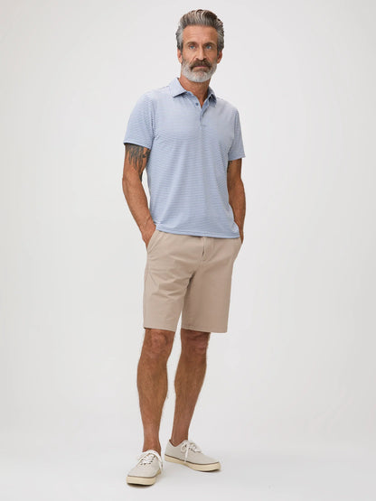 Wedgewood + White Striped Performance Cool Polo