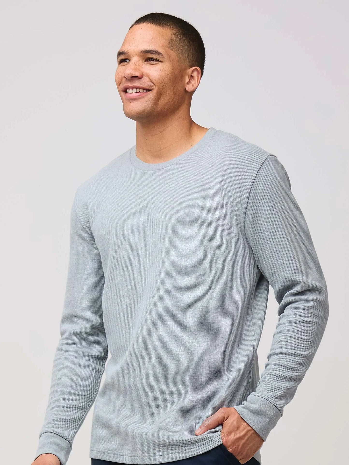 Heather Grey Thermal Long Sleeve Crew