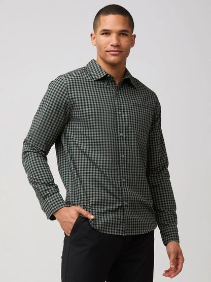 Black + Mercury Green Gingham Long Sleeve Button Up