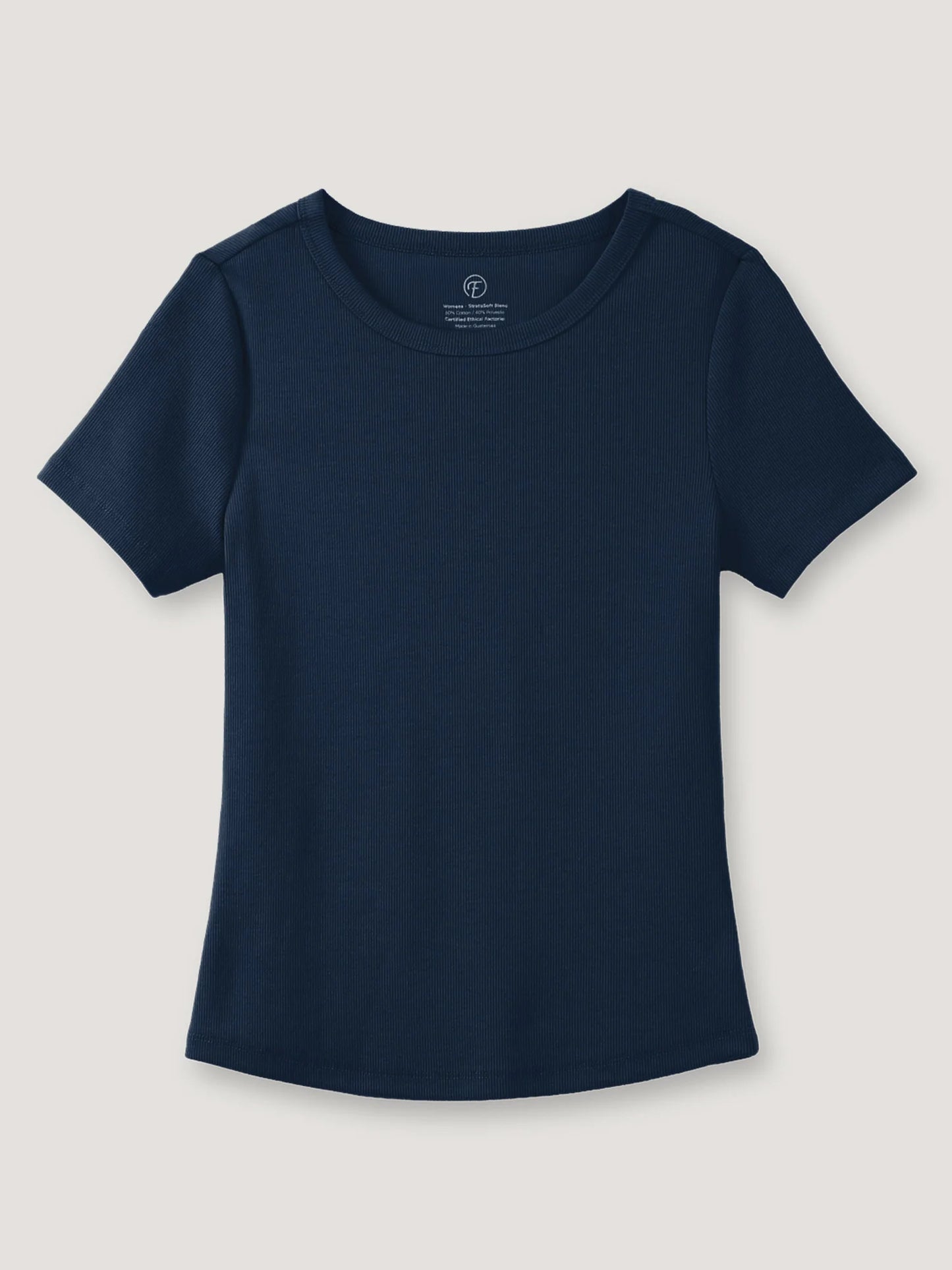 Dark Navy Ribbed Crew Tee