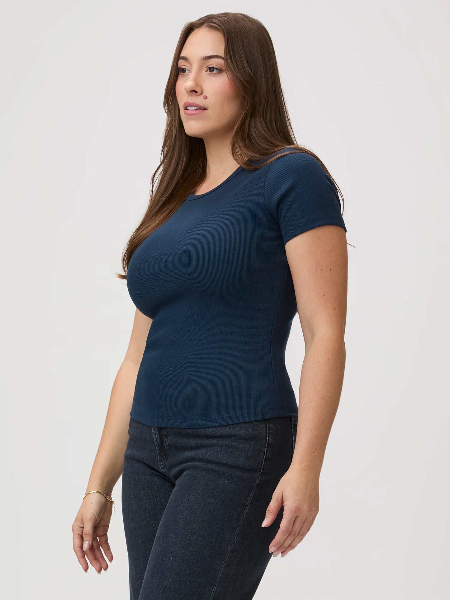 Dark Navy Ribbed Crew Tee