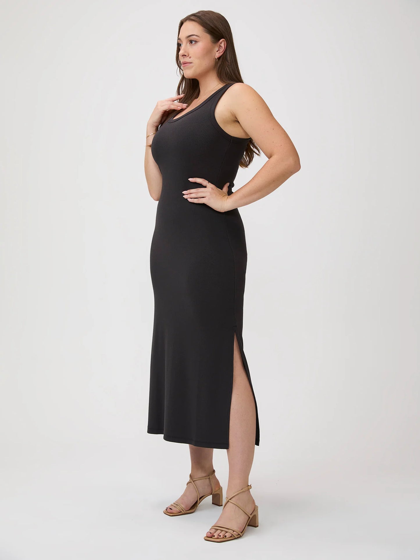 Black Ribbed Tank Dress