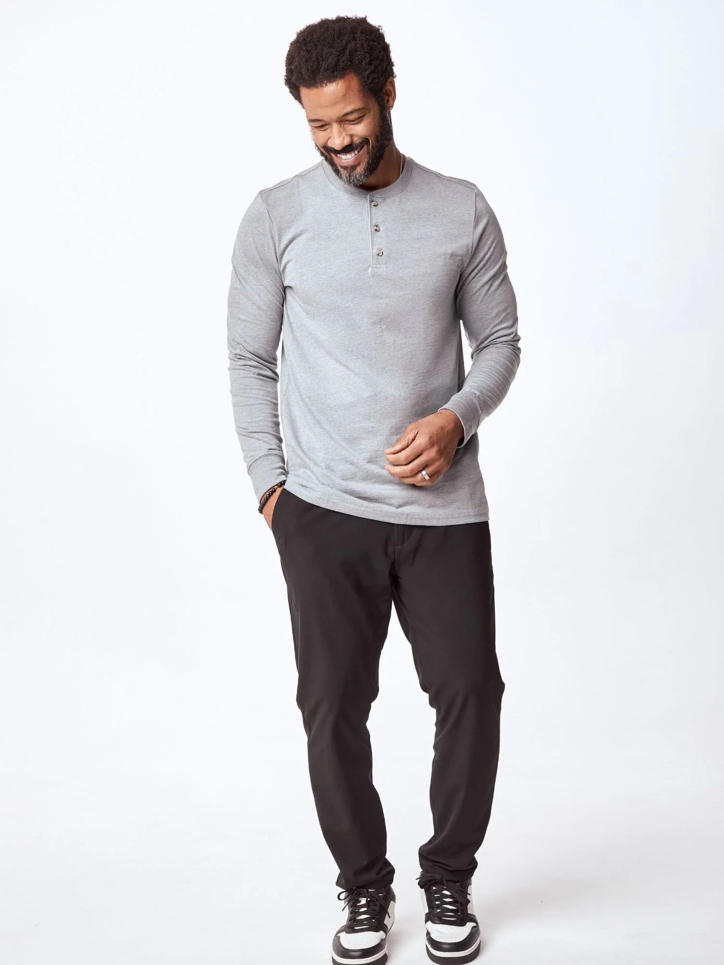 Heather Grey Long Sleeve Henley