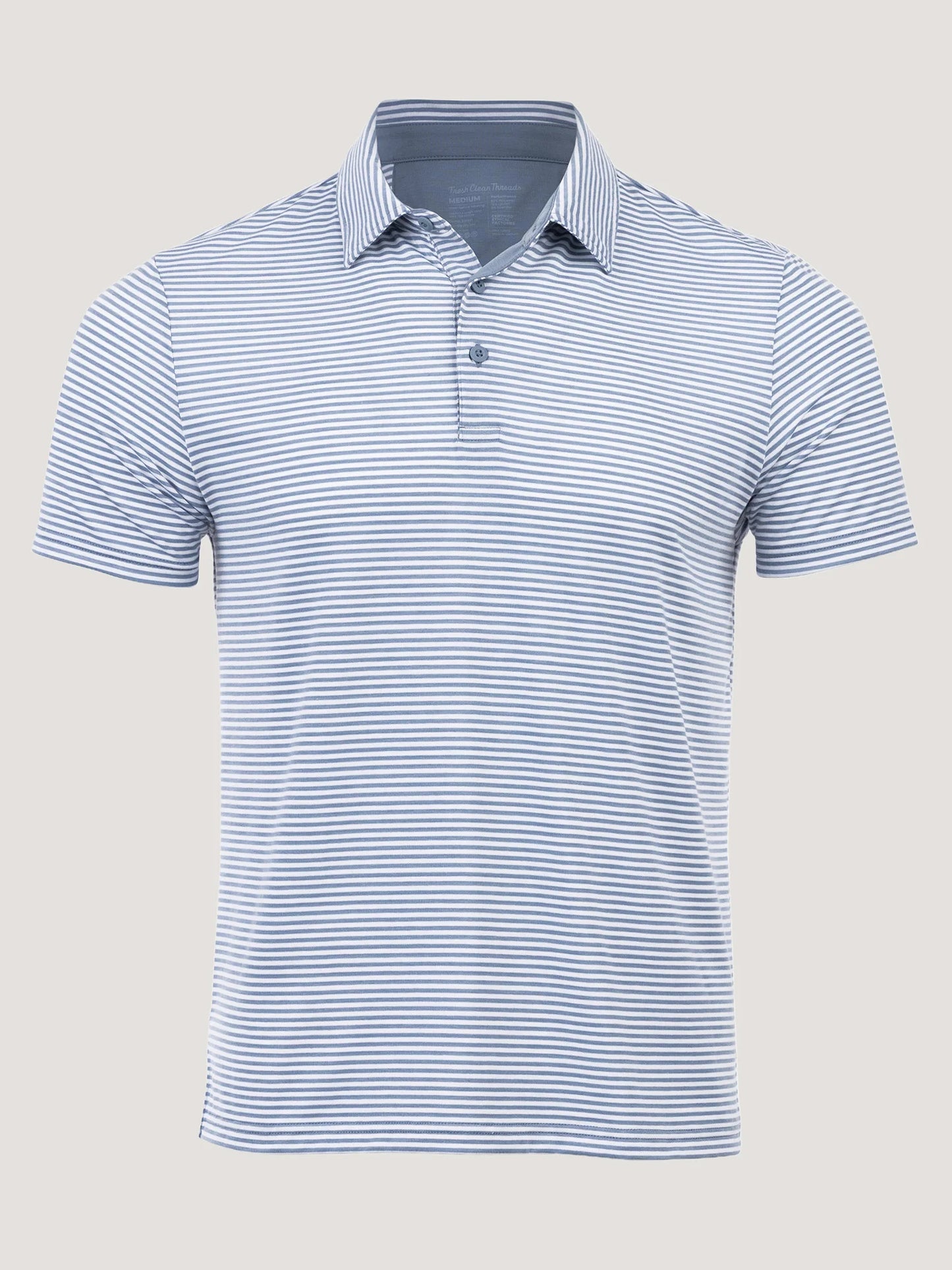 Wedgewood + White Striped Performance Cool Polo